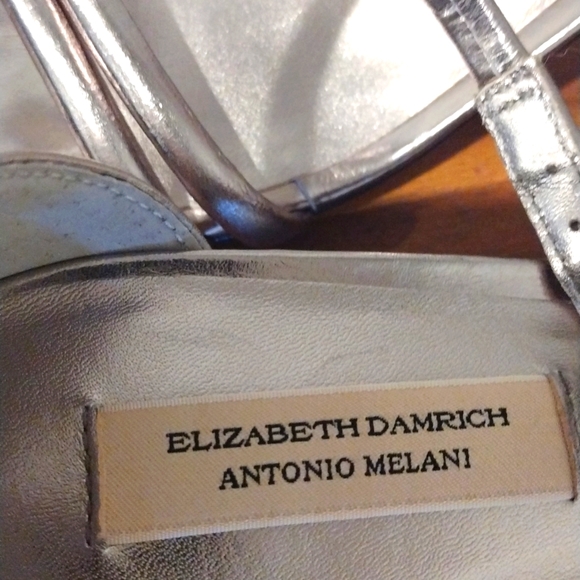 Antonio Melani Silver Heels Size 7  - Metallic Kitten Ankle Strap Heel - Picture 6 of 9